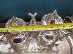 Ensemble de thé et café en argent plaqué 1100 de la Reine WALLACE La Reine authentique de 6 pièces