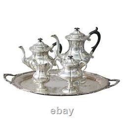 Ensemble de thé et café en argent plaqué Reed & Barton de style victorien antique avec plateau de 1900
