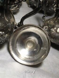 Ensemble de thé et café en argent plaqué Vintage Poole Silver Co 931 orné 5 pièces