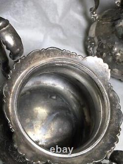 Ensemble de thé et café en argent plaqué Vintage Poole Silver Co 931 orné 5 pièces