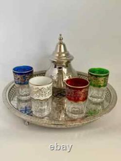 Ensemble de thé marocain fait à la main, Ensemble traditionnel de thé marocain, Service de thé authentique