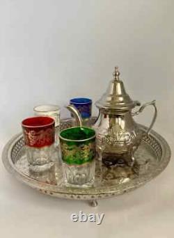 Ensemble de thé marocain fait à la main, Ensemble traditionnel de thé marocain, Service de thé authentique