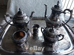 Entiers 1847 Rogers Brothers Argent Heritage Thé / Café Set Floral Footed