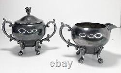 Eton, 5-piece Grand/heavy Ornate Silverplate Tea Set/service, Vtg 1950's Ny USA