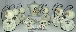 Ex Rare! Français Disney C1935 19piece Mickey Mouseart Décolarge China Tea Set