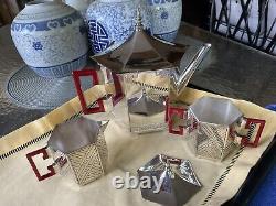 Extra Fantaisie Rare Lunt Silver Ny Botanical Gardens Pagoda Chineserie Teapot Set