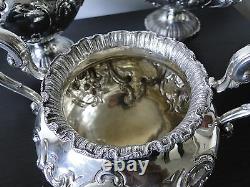Fancy Tea Set, Sterling Silver Victorian Chased & Engraved, Marqué Londres 1847