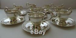 Fisher Sterling 600 Argent Supports Et Plaques Thé Et Café 8 Personnes Cup Set