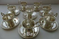 Fisher Sterling 600 Argent Supports Et Plaques Thé Et Café 8 Personnes Cup Set