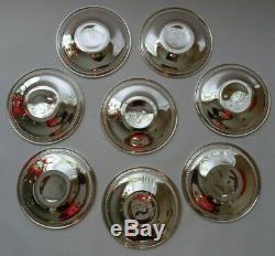 Fisher Sterling 600 Argent Supports Et Plaques Thé Et Café 8 Personnes Cup Set