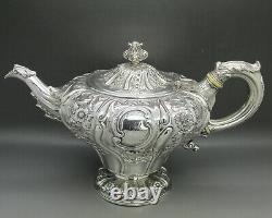 Georgian Scottish Ornate Solid Sterling Silver 3ps Tea Set 1390g Édimbourg 1834