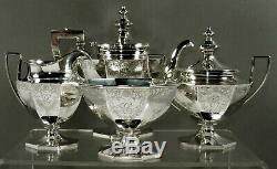Gorham Sterling Silver Tea Set 1907 Décoré À La Main