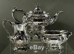 Gorham Sterling Silver Tea Set 1908 Décoré À La Main