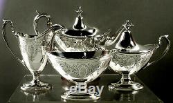 Gorham Sterling Tea Set 1919 Néoclassique Décoré À La Main