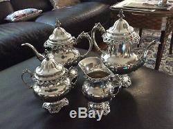 Grande Baroque Par Wallace Sterling Silver Set Tea 4pc # 4850-9