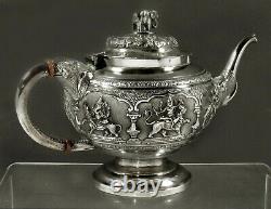 Indian Silver Tea Set C1885 Madras Fabriqué À La Main