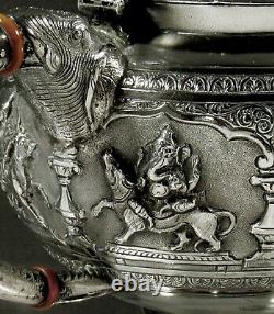 Indian Silver Tea Set C1885 Madras Fabriqué À La Main