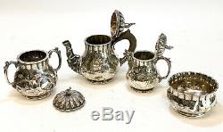 Jones, Ball, And Poor Boston Coin Silver 4 Set Piece Service À Thé, Vers 1850