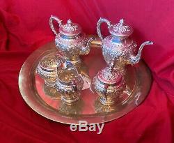 Kirk Repoussee 5 Piece Sterling Coffee Tea Set # 474 Non Monogrammed