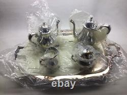 Leonard 5pc Silverplate Tea Set Avec L'emballage Original