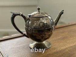 Les Années 1860 Gorham 5pc Modèle De Médaillon Tea Service Set Argent Soudé (#0100)