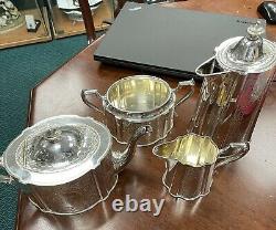 Magnifique Décor Victorien Orné Fancy Argent Plaqué 4 Pièces Tea Set Service