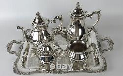 Magnifique ensemble de thé en argent plaqué Oneida de 5 pièces.
