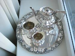 Old Antique Silverplate 4 Pièces Cafe & Tea Tray Service Set