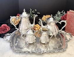 Old Silver Plated Tea Set Comtesse I. S. Service De Café Et Plateau 5 Pc Set