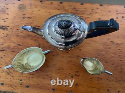 Plaque D'argent Antique 3-piece Elkington & Co Federal Tea Pot Cafe Service Set