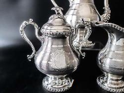 Plaque D'argent Antique Allemand Silver Tea Set Fleur Finial