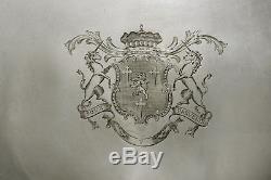 Plateau À Thé Sterling Anglais 1821 Coat Of Arms 100 Onces