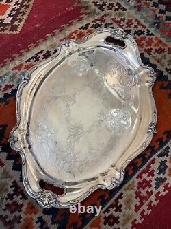 Plateau de service pour thé en argent plaqué argenté Gorham CHANTILLY de grande taille