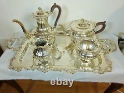 Plein Rideau Par Bircs 5 Pc. Gadroon & Shell Tea & Coffee Set Avec 25 1/2 Tray