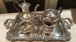 Plein Rideau Par Bircs 5 Pc. Tea & Coffee Set Avec Tray De Service Lourd 28