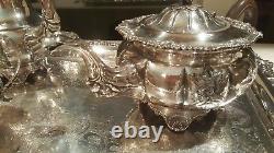 Plein Rideau Par Bircs 5 Pc. Tea & Coffee Set Avec Tray De Service Lourd 28