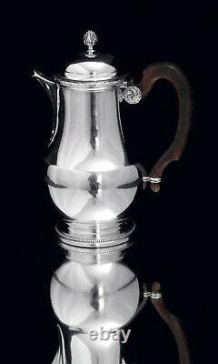 Puiforcat / Hermes Antique 5pc. 950 Sterling Silver Tea Set + Tray, 1850-1899