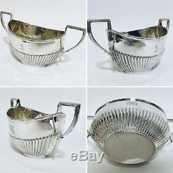 Qualité Set Antique En Argent Massif Thé Teapot Sugar Bowl 1906 C Horner