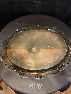 RARE VINTAGE ANTIQUE SHEFFIELD SILVER SERVING TRAY avec le service à thé en argent REED & BARTON