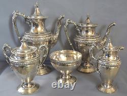 Rare 1850 Early Mark Gorham 5 Pc Coin Silver Tea Set Ram Head Handles 119 Oz<br/><br/>Rare 1850 Première marque Gorham 5 Pièces Service à thé en argent monnaie Têtes de bélier 119 Oz