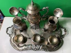 Rare Antique F. B. Rogers 1881 Lady Margaret Silver Plate Tea Set 7 Pc