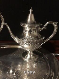 Rare Début Des Années 1900 Artcraft 5 Pc. Sterling Silver Coffee, Thé Ensemble Antique Servant