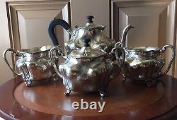 Rare The Barbour Silver Co Nickel Silver Vintage 4 Pièces Tea Set Estampé #4009