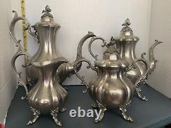 Reed And Barton Cafe Tea Set Service 4 Pièces Winthrop Pewter P1795 Vgc Vtg