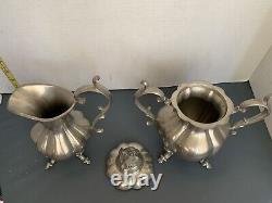 Reed And Barton Cafe Tea Set Service 4 Pièces Winthrop Pewter P1795 Vgc Vtg