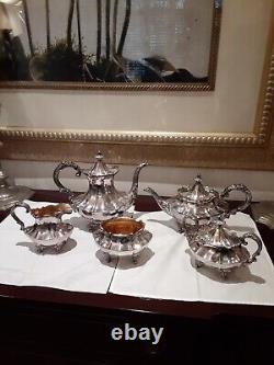 Reed et Barton Ensemble de thé et de café en argent plaqué de style victorien, 5 pièces, #6710