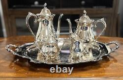 Réflexion vintage 1847 W. Roger Bros Service de thé et café en argent 5 pièces