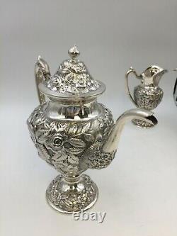 Repousse High Relief Schofield 4-piece Sterling Silver Tea/cafee Set