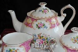 Royal Albert Bone China Lady Carlyle 3 Piece Tea Set Tea Pot Creamer Sucre Boîte