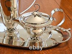 Service à café et à thé en argent Royal Hickman 3 Crowns Ingrid avec plateau